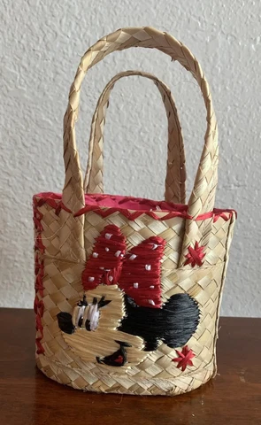 Hand Woven Mini Basket Purse Minnie Mouse Bahamas Cover