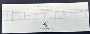 Vintage 1981 Baltimore Orioles Employee Pay Check Stub Earnings Statement - Picture 1 of 4