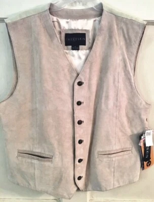 CHALECO RON CHERESKIN GAMUZA CUERO TOTALMENTE FORRADO BOTÓN DELANTERO ORIG $59.99-NUEVO CON ETIQUETAS Foto 1 de 4