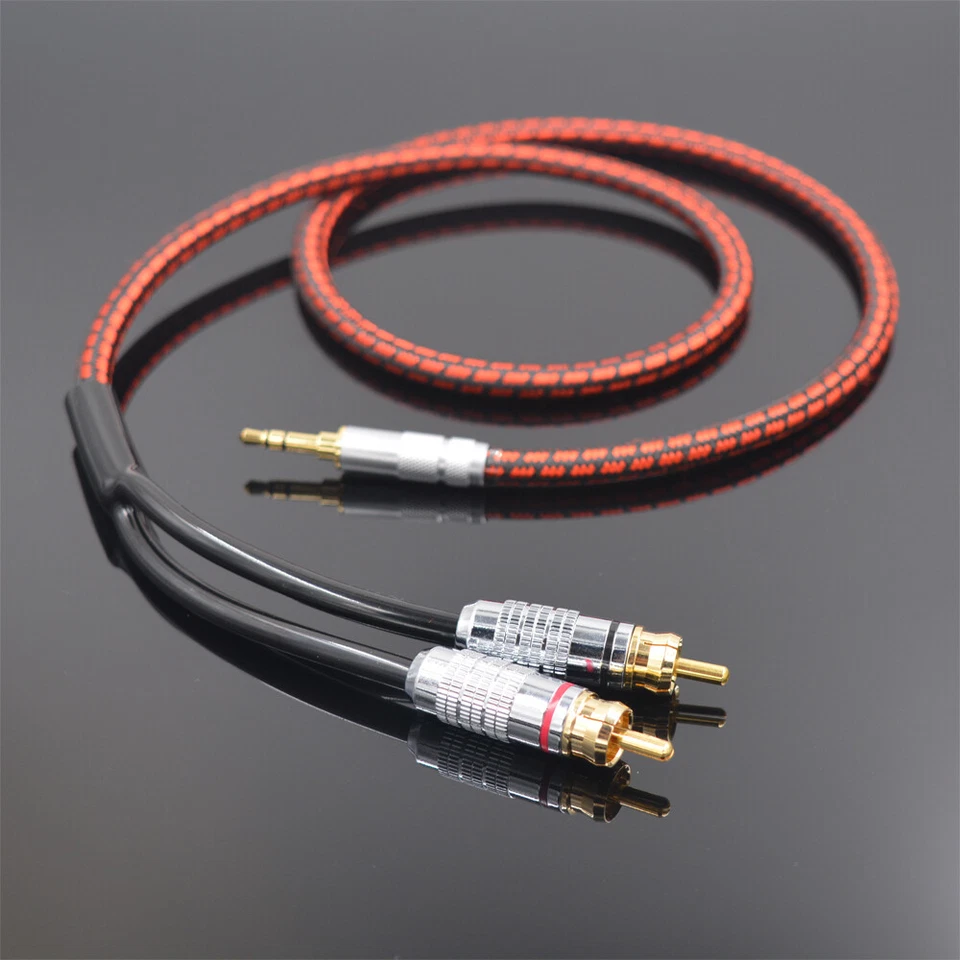 High Quality Stereo 3.5mm to 2 RCA Audio Cable Audiophile Hi Fi for HDTV CD DVD - Image 1 of 4