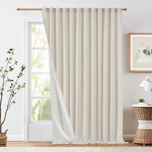 1 Panel Linen Door Curtain for Living Room Farmhouse Rod Pocket Back Tab - Picture 1 of 11