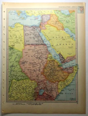 1952 年老式埃及、苏丹和埃蒂奥皮亚古董地图集地图 - 大英尼卡世界地图集 — 第 1/4 张图片
