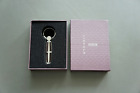 NIB Genuine Lincoln Classic Logo Brown Leather Stainless Steel keychain Key Ring