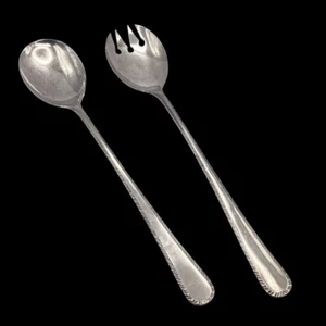 FB Rogers Italy Silverplate Serving Fork Spoon Set Long Handle Utensils Rope - Foto 1 di 3