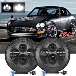 2x Fit Datsun 240z 260z 280z 280zx 1600 180B 520 620 7"inch Round LED Headlights - Bild 1 von 10
