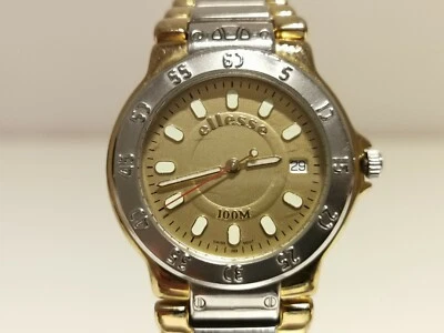 ВИНТАЖНЫЙ КРАСИВЫЙ SPORT ШВЕЙЦАРСКИЙ ДВА ТОНА ST. СТАЛИ МУЖСКИЕ КВАРЦЕВЫЕ ЧАСЫ "ELLESSE" - Изображение 1 из 4