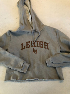 Lehigh Valley University Sweatshirt Women's Small  Pullover Crop Hoodie Gray F