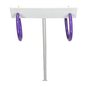 Vintage goldfarbene runde lila Röhre Creolen Damen Statement Schmuck - Bild 1 von 6