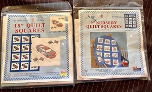 Jack Dempsey Needle Art Crosstitch quilt Squares Racecar & Transportation  - Picture 1 of 5