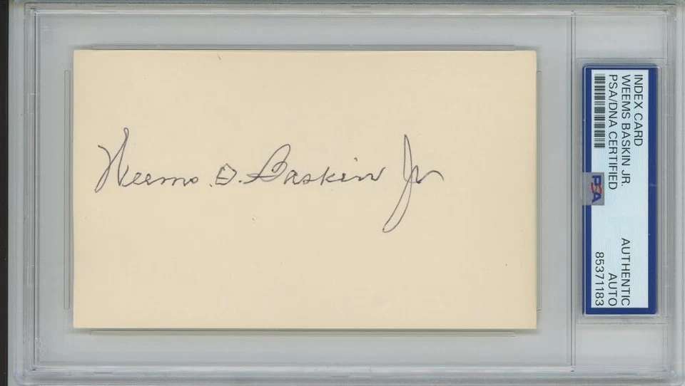 Weems Baskin Legendary South Carolina Track Coach signed 3x5 Index Card PSA/DNA  - Image 1 of 1