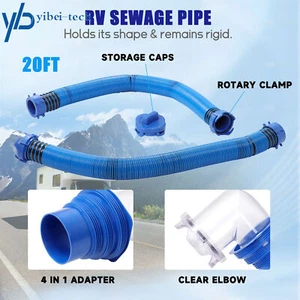 For Camper/RV 20 FT Sewer Hose Kit & 4-in-1 Adapter & Clear Elbow & Storage - Imagen 1 de 14