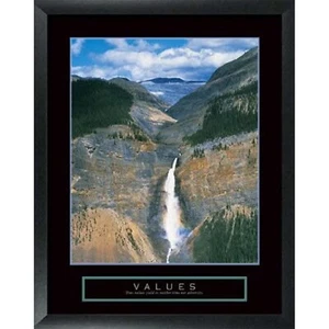 Werte, Wasserfall, inspirierendes Zuhause, Büro, gerahmtes Motivationsplakat - Bild 1 von 5