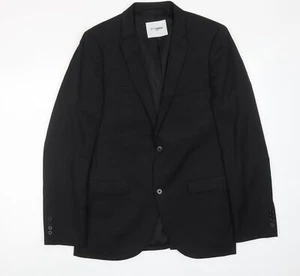 Peter Werth Mens Black Striped Wool Blend Suit Jacket Size 40 Reg - Picture 1 of 10