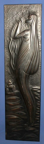 Vintage hand made metal wall decor plaque girl Cover