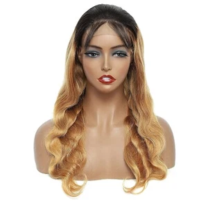 24inches Ombre 1B/27 Lace Front Wig Human Hair Body Wave 4x4 Lace Closure Wigs - Picture 1 of 8