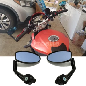 7/8" Bar End Mirrors Motorcycle Rearview For Triumph Street Triple 675 765 R RS  - Picture 1 of 14