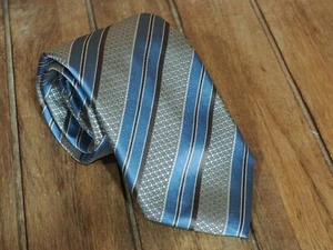 Cravatta in seta a righe argento e blu Canali Regal Made in Italy - Foto 1 di 3