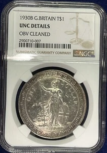 1930 B Great Britain Trade Dollar George V  NGC UNC Details - Picture 1 of 2