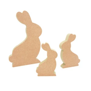Independiente Conejo Sentado Forma MDF Madera Artesanía Blanco Conejo de Pascua Hágalo usted mismo - Imagen 1 de 4