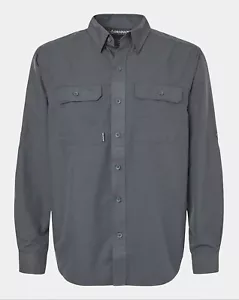 DRI DUCK Men Crossroad Woven Shirt pockets UPF 50+ 4441 Charcoal Large - Picture 1 of 3