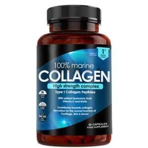 Hydrolisierte Marine Kollagen Kapseln 1200mg Typ 1 Pure Max Stärke Haut Haare - - Bild 1 von 3