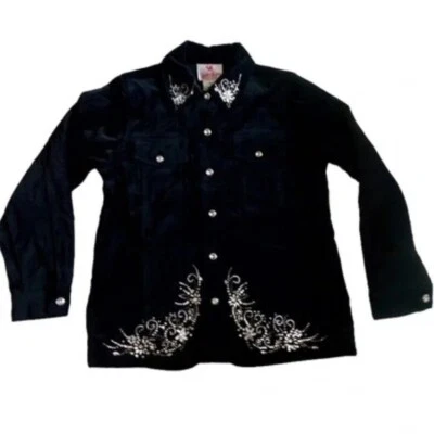 Nwt Black Velvet Blazer Jacket Embellished With Rhinestones Size XS - Image 1 of 2