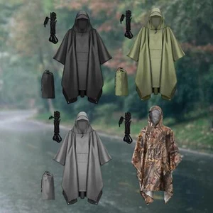 Hooded Rain Poncho for Men Women Rain Cape Rainwear Cloak Outwear Rain Jacket - Picture 1 of 13