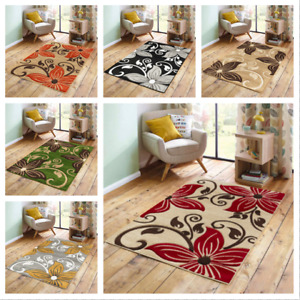 Soft Pile Durable Floral Flower Designer Rugs For Living Room Lounge Area Mat