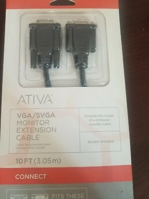 Ativa VGA/SVGA Monitor Extension Cable 10 Ft. Connect - Image 1 of 4
