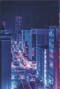 NEON New 2023 Image Card 4"x6" B1747 Aerial View of Buildings Lit Up at Night - Picture 1 of 2