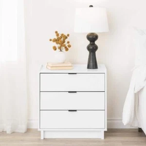 Prepac 3-Drawer Nightstand 26.75"H X26.5"W Rectangle Engineered Wood in White - Picture 1 of 5