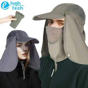 Women Men Fishing Hat Face Mask Neck Flap Cover Foldable Sun Cap UV Protection - Picture 1 of 14