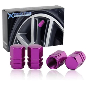 Tire Valve Stem Caps JDM Purple Aluminum Dust Cover Car Truck SUV Bike ATV-4pcs - Picture 1 of 6