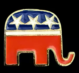 Republican Lapel Pin Backless Metal 1 x 1 inches Red White & Blue Magnetic Back - Picture 1 of 5
