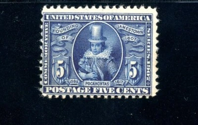 USAstamps Unused FVF US 1907 Jamestown Pocahontas Scott 330 OG MVLH - Image 1 of 2