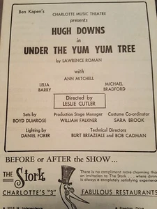 Hugh Downs in "Under the Yum Yum Tree" Charlotte Music Theatre 1960s Program - Picture 1 of 5