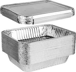 Disposable 9 X 13 Aluminum Foil Pans with Lids Half Size Deep Steam Table Bakewa - Picture 1 of 7