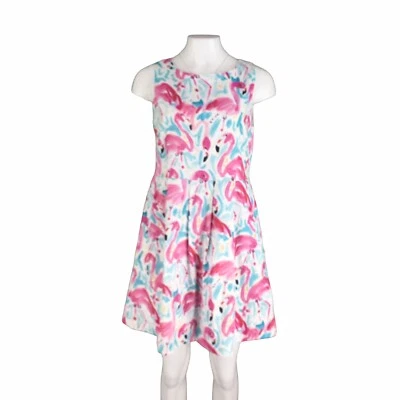 Vestido Melody Tam Jade Línea A Flamingo Cruise Resort Sin Mangas Satinado Rosa Azul M Foto 1 de 4
