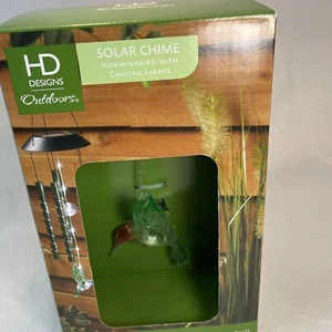 Solar Hummingbird Wind Chime With Chasing Lights 26”X 5” Outdoors Home Designs - Picture 1 of 8