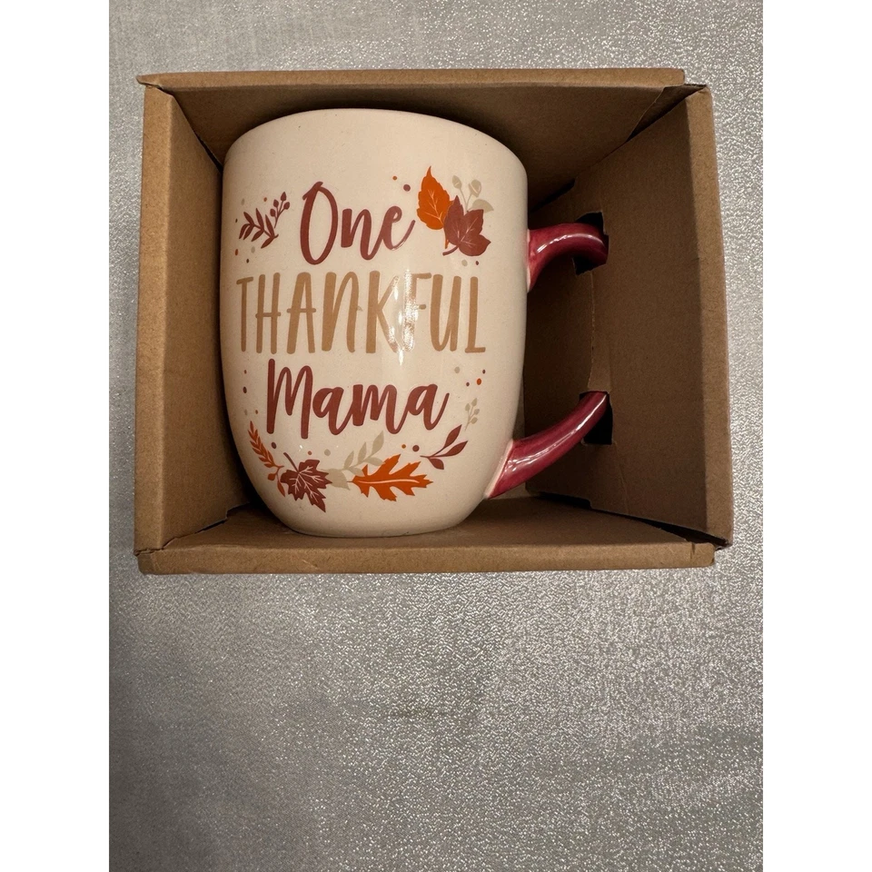 Nueva taza grande One Thankful Mama hojas acogedoras otoño nueva en caja Foto 1 de 4
