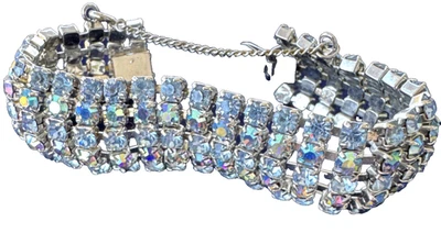 Brazalete pulsera diamantes de imitación vintage - bisutería 7,25" - cadena de seguridad - LEER Foto 1 de 4