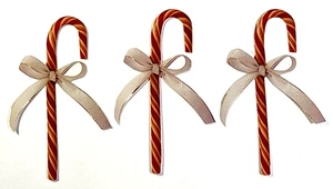 Candy Canes Christmas Ribbon Photo Die Cuts Lot of 3 RARE 2.25" x 4" - Picture 1 of 1