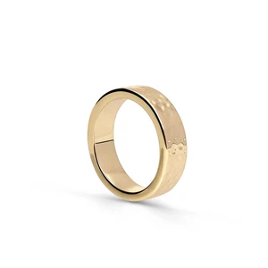Breiter Goldring Damen 18k vergoldet - Hammerschlag Design modern - Größe 50 - Bild 1 von 5