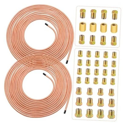  2Sets 25Ft. 3/16" Brake Line Tubing Kit with Brake Line 3/16 inch Gold - Image 1 of 4