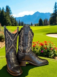 Lucchese 1883 Vintage 2003 Nero Esotico Tegu Lucertola PUNTA ALARE N4006R4 7-B 817-6888 - Foto 1 di 11