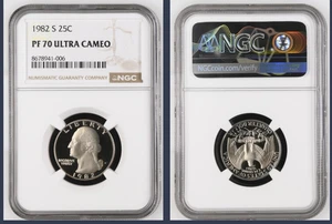 1982 S NGC PF70 Ultra Cameo Clad Proof Washington Quarter 25c *FRESH SLAB* - Picture 1 of 1