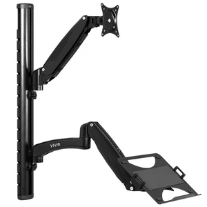 VIVO Sit Stand Adjustable Monitor Laptop Computer Workstation, Fits  27" Screens - Picture 1 of 8