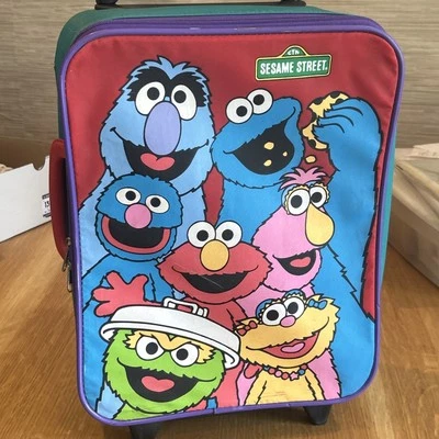 Sesame Street Suitcase/Overnight Bag/Carry On With Wheels Elmo Cookie Monster - Image 1 of 4