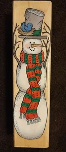 Vintage 1996 Hero Arts Ofenrohr Schneemann Holz montiert Gummistempel H1101 - Bild 1 von 2