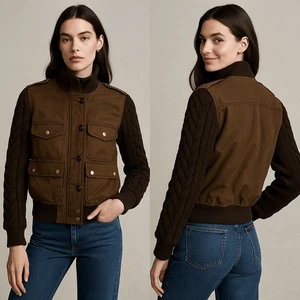 Ralph Lauren Bomberjacke geölte Baumwolle Kaschmir Strick M Heritage Equestrians - Bild 1 von 19